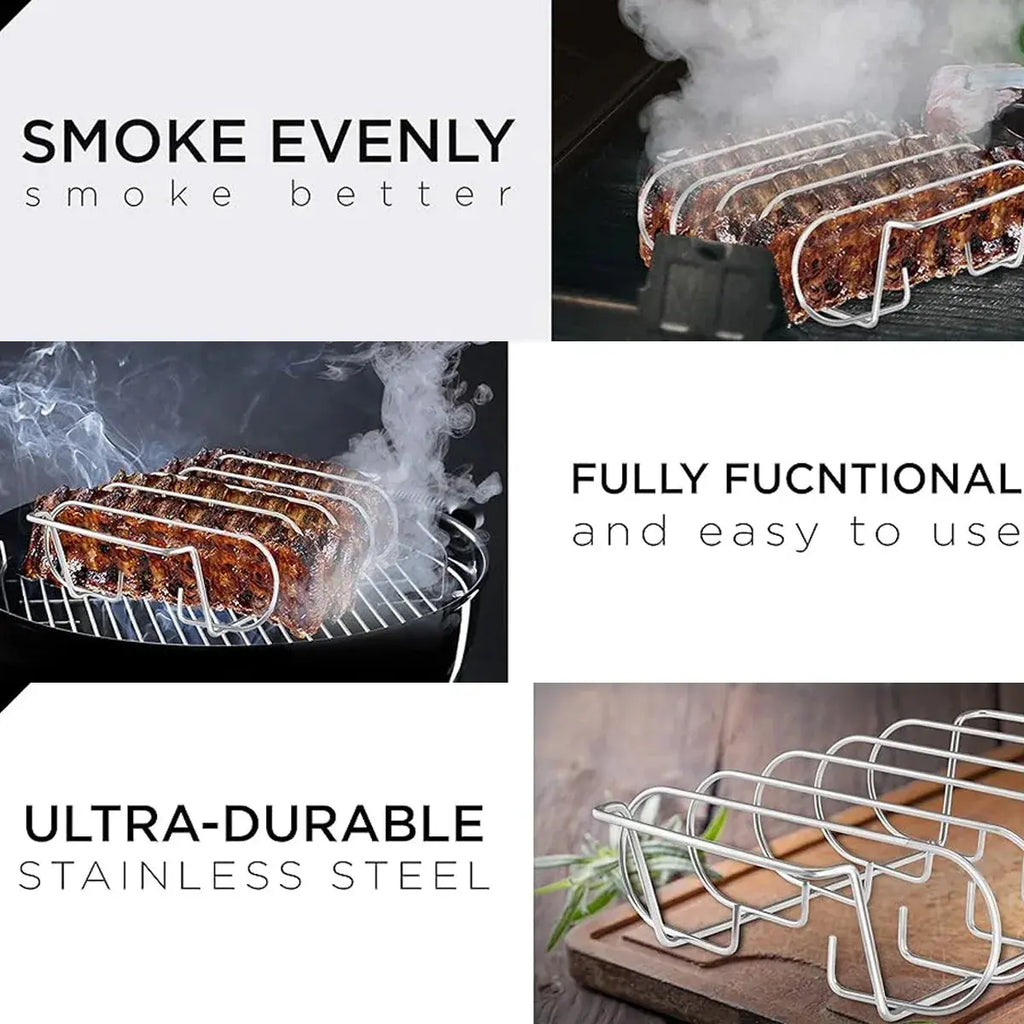 BBQ Rib Rack - Black - BBQ Backyard Supply Co