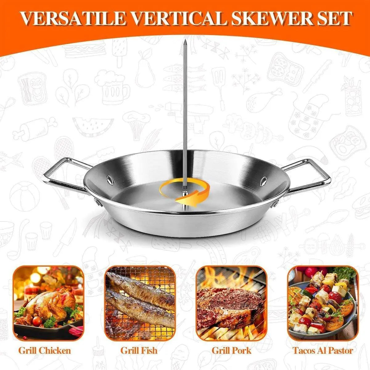 Stainless Steel BBQ Rotisserie Pan Kit Accessories - BBQ Backyard Supply Co