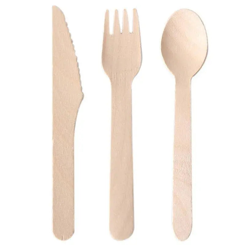 Wooden Cutlery Set Disposable Bamboo - 100PCS Knives - BBQ Backyard Supply Co