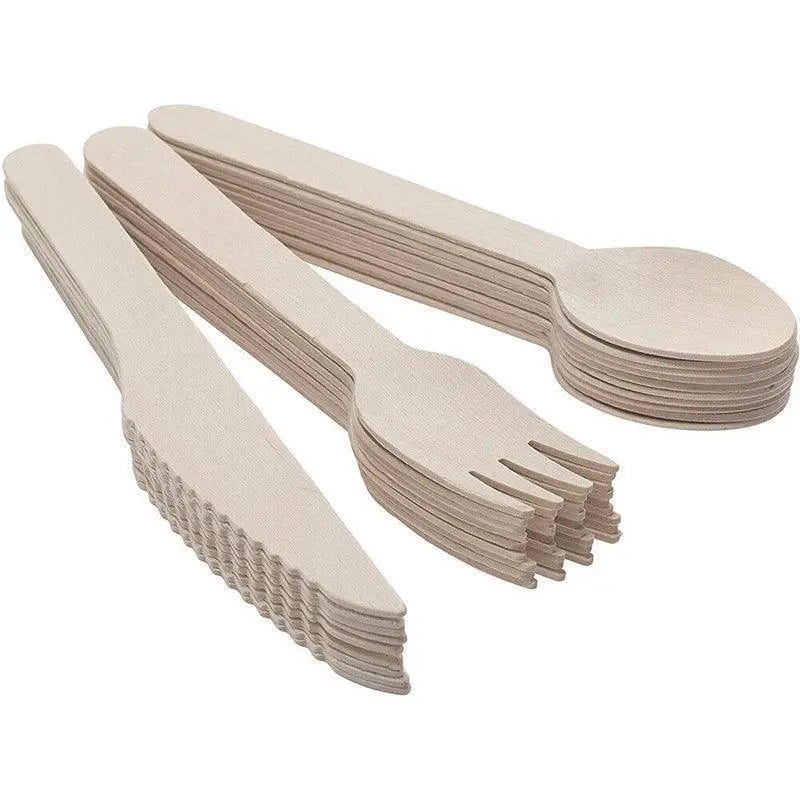 Wooden Cutlery Set Disposable Bamboo - 100PCS Knives - BBQ Backyard Supply Co
