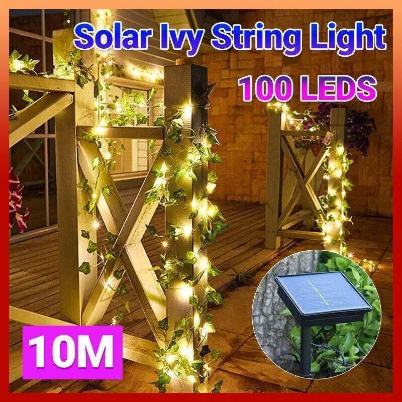 Solar Ivy Vine Fairy Lights – 10M, 100 LED - BBQ Backyard Supply Co