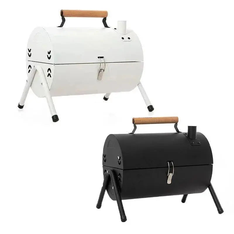 Grillz Charcoal BBQ Portable Grill Camping Barbecue Outdoor Cooking Smoker - White - BBQ Backyard Supply Co