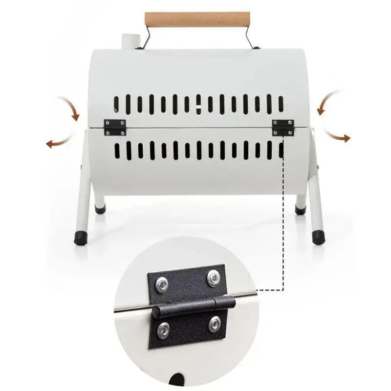 Grillz Charcoal BBQ Portable Grill Camping Barbecue Outdoor Cooking Smoker - White - BBQ Backyard Supply Co