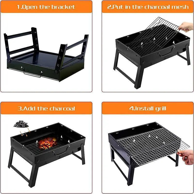Portable Foldable Charcoal BBQ Grill - BBQ Backyard Supply Co