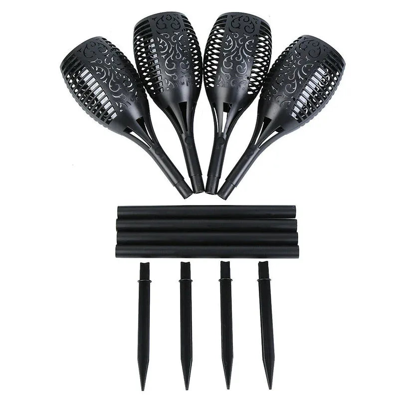 4pcs LED Solar Flickering Flame Torch Lights - Outdoor Garden Path Landscape Lamps