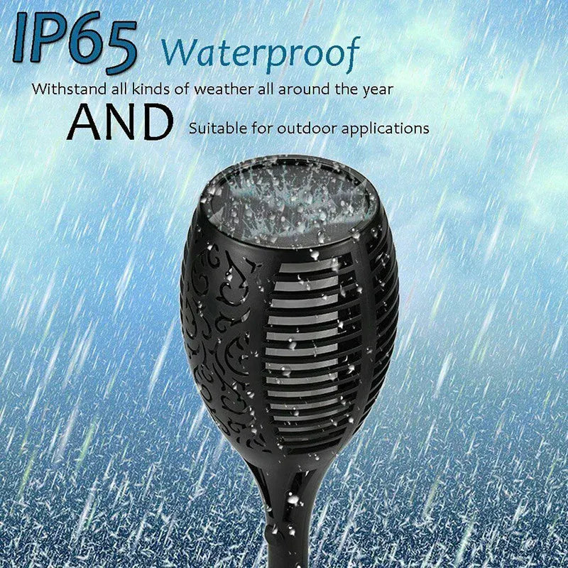 4pcs LED Solar Flickering Flame Torch Lights - Outdoor Garden Path Landscape Lamps