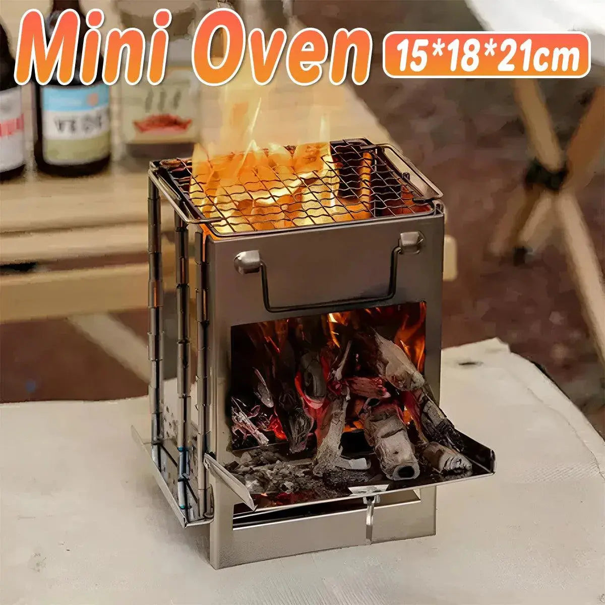 Square Wood Stove Mini Folding Grill Outdoor Camping Portable BBQ Cooking Rack - BBQ Backyard Supply Co