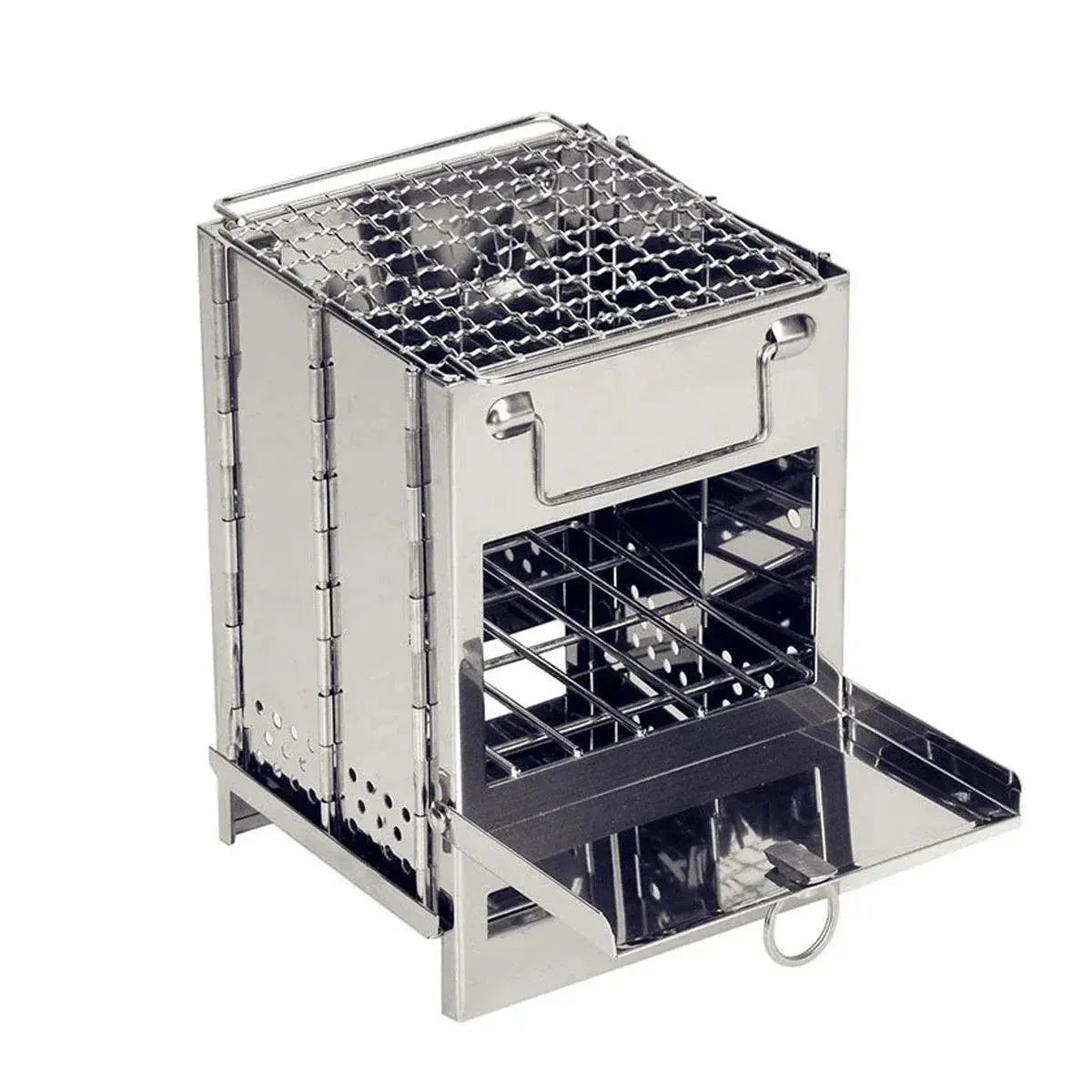 Square Wood Stove Mini Folding Grill Outdoor Camping Portable BBQ Cooking Rack - BBQ Backyard Supply Co