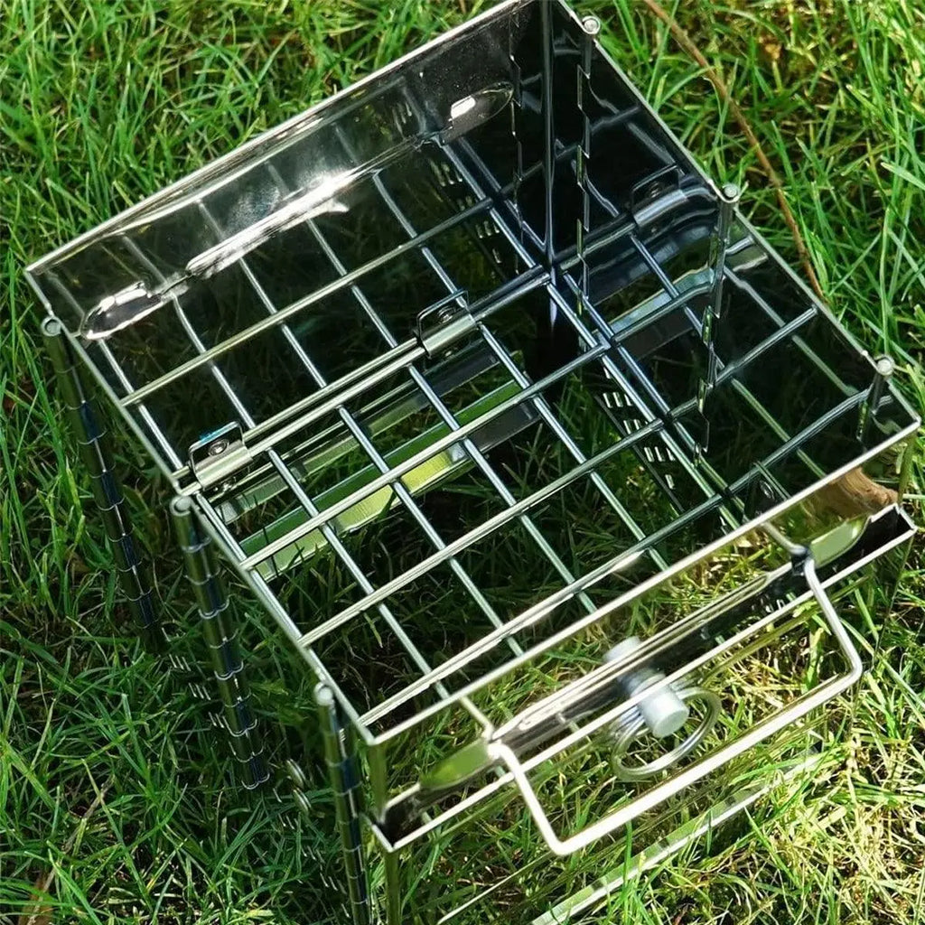 Square Wood Stove Mini Folding Grill Outdoor Camping Portable BBQ Cooking Rack - BBQ Backyard Supply Co