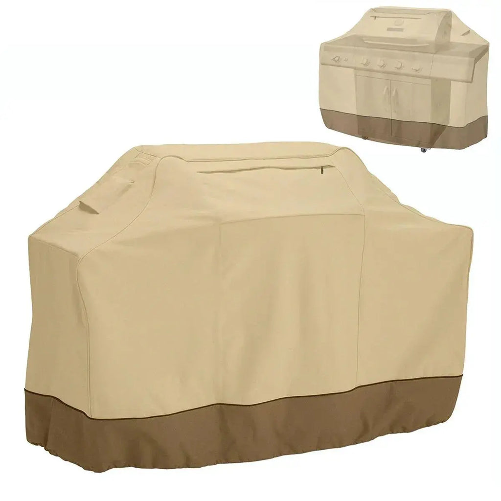 Waterproof BBQ Cover with Sundry Bag – 170×61×117cm (Beige) - BBQ Backyard Supply Co