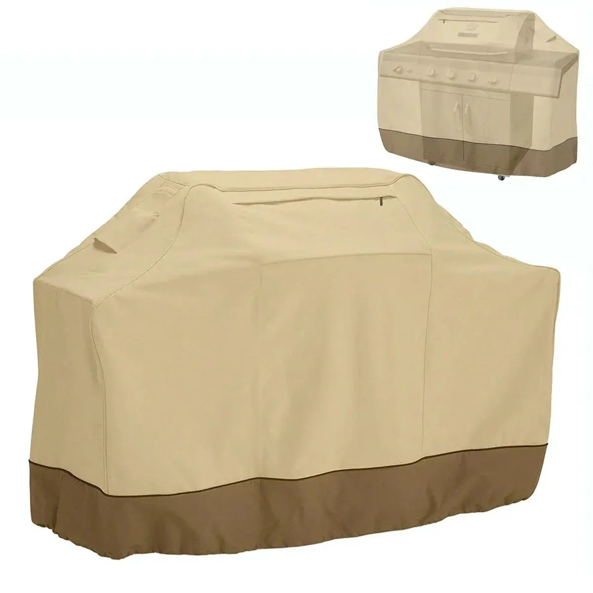 Waterproof BBQ Cover with Sundry Bag – 178×61×122cm (Beige) - BBQ Backyard Supply Co