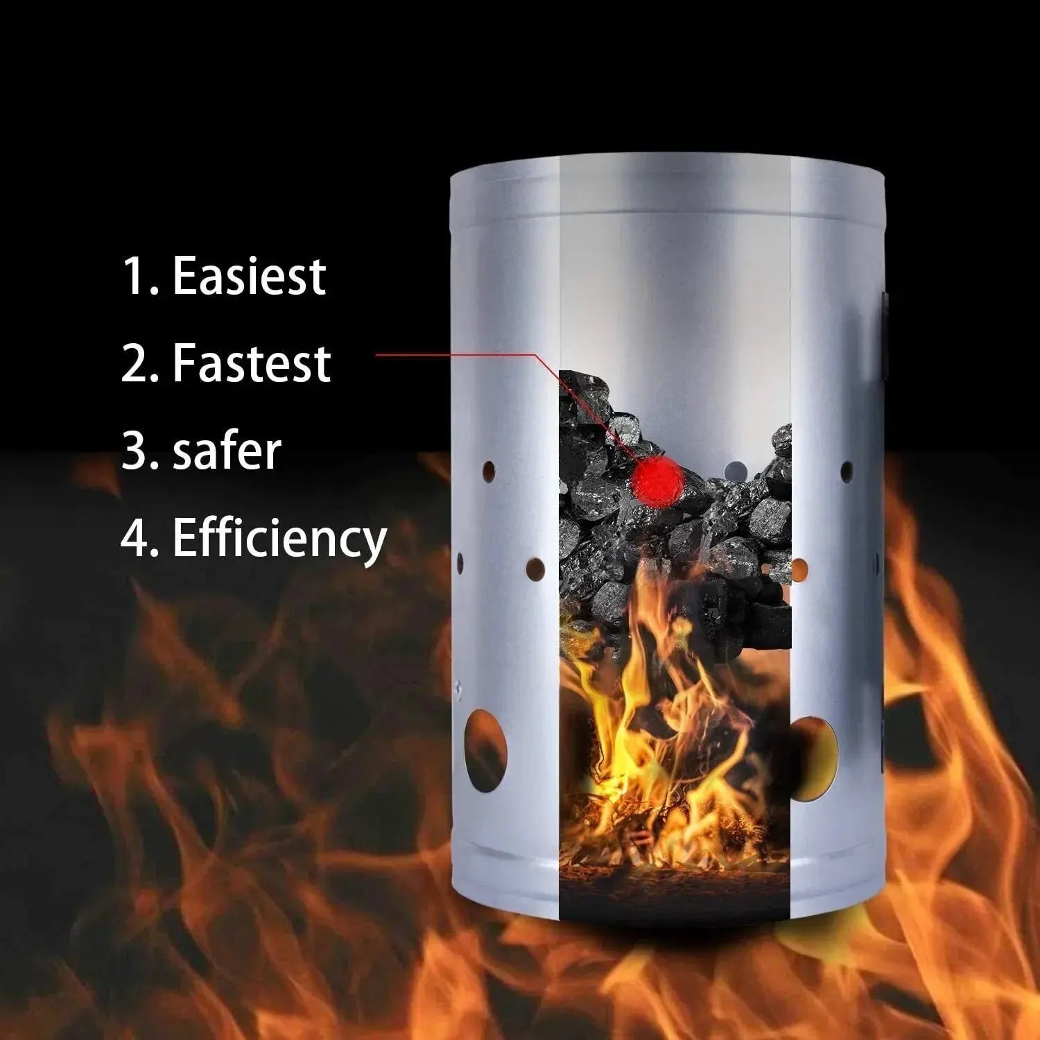 Large Chimney Starter Firewood & Charcoal Lighter - BBQ Backyard Supply Co