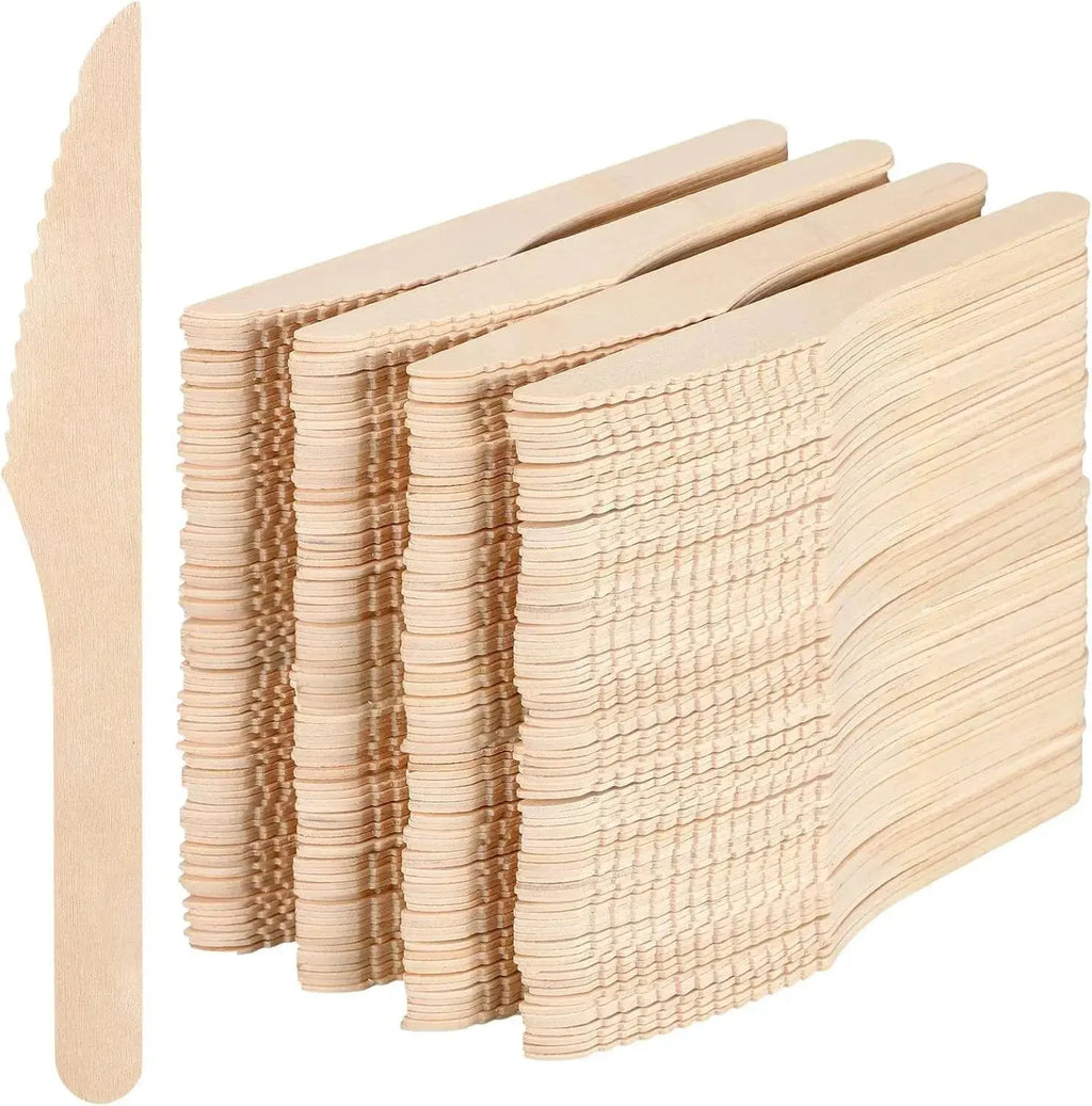 1800pcs 16.5cm Disposable Wooden Knives - Eco Friendly Cutlery - Extra Strong (Bulk) - BBQ Backyard Supply Co