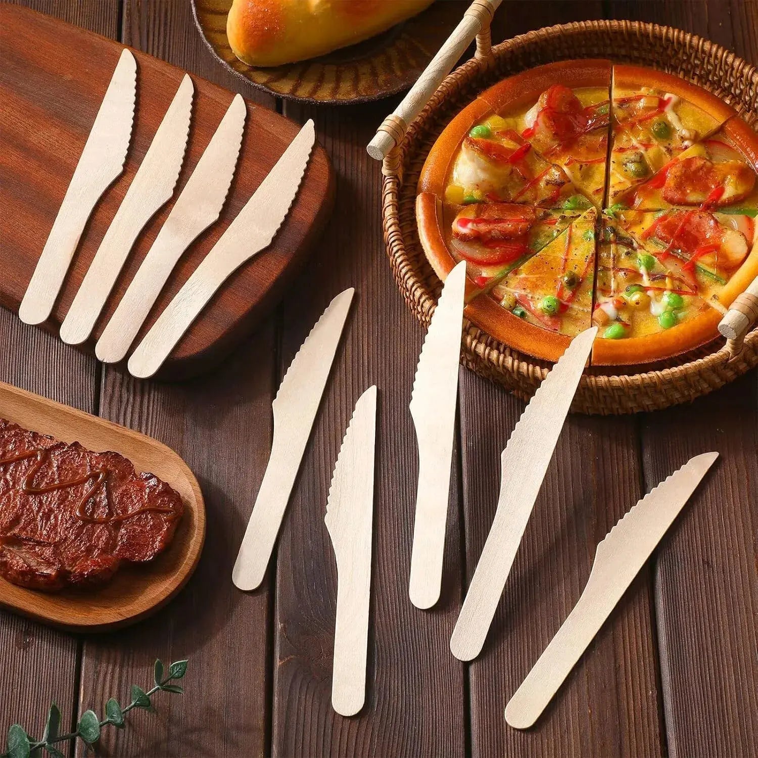 1800pcs 16.5cm Disposable Wooden Knives - Eco Friendly Cutlery - Extra Strong (Bulk) - BBQ Backyard Supply Co