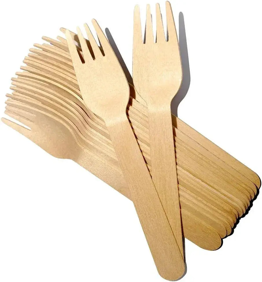 2400pcs Disposable Wooden Forks Eco Friendly Cutlery Extra Strong Bulk - BBQ Backyard Supply Co