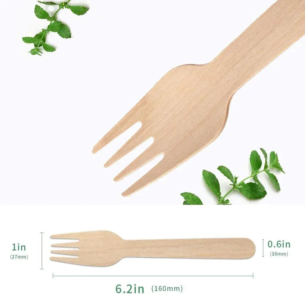 2400pcs Disposable Wooden Forks Eco Friendly Cutlery Extra Strong Bulk - BBQ Backyard Supply Co