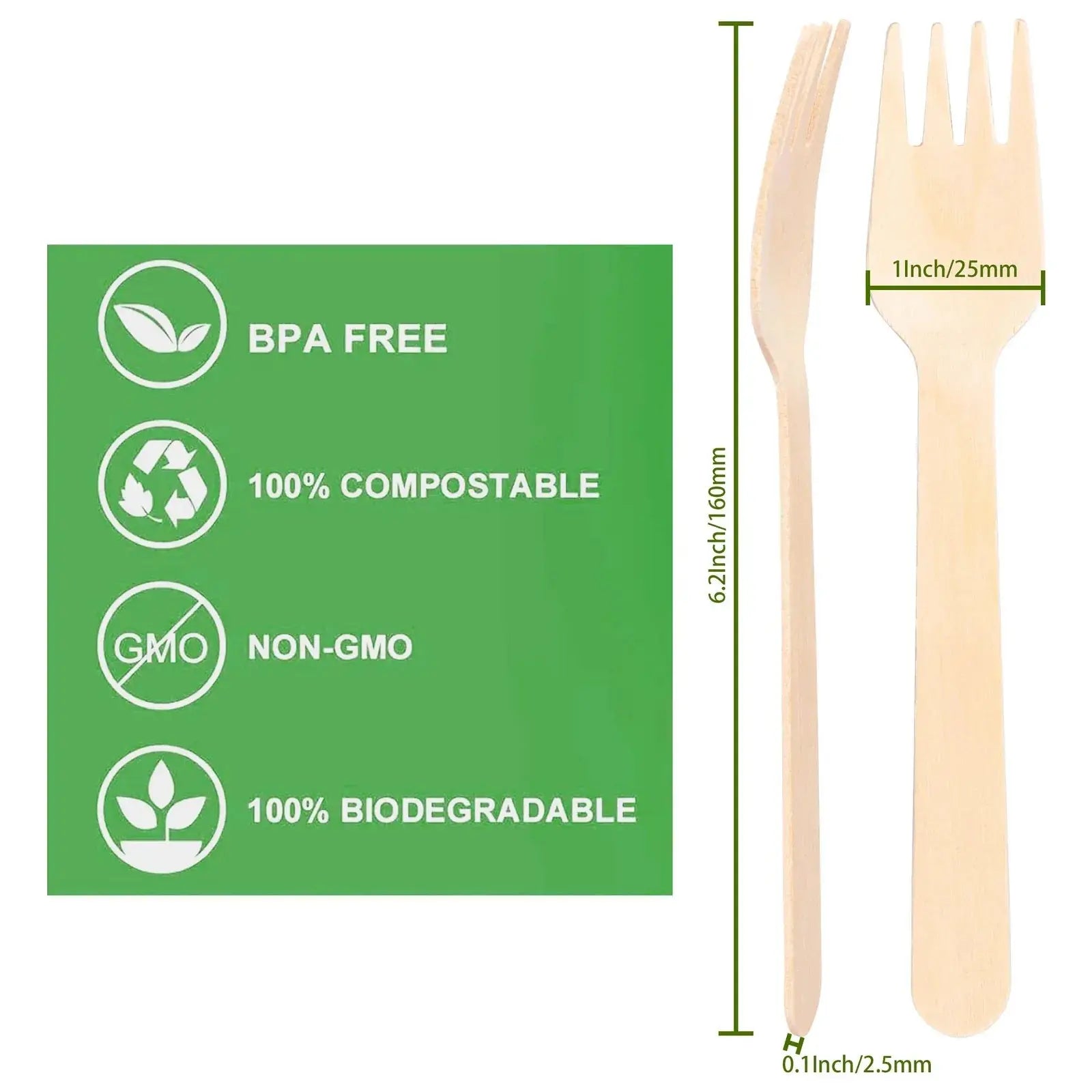 1800pcs Disposable Wooden Forks Eco Friendly Cutlery Extra Strong Bulk (16cm Long) - BBQ Backyard Supply Co