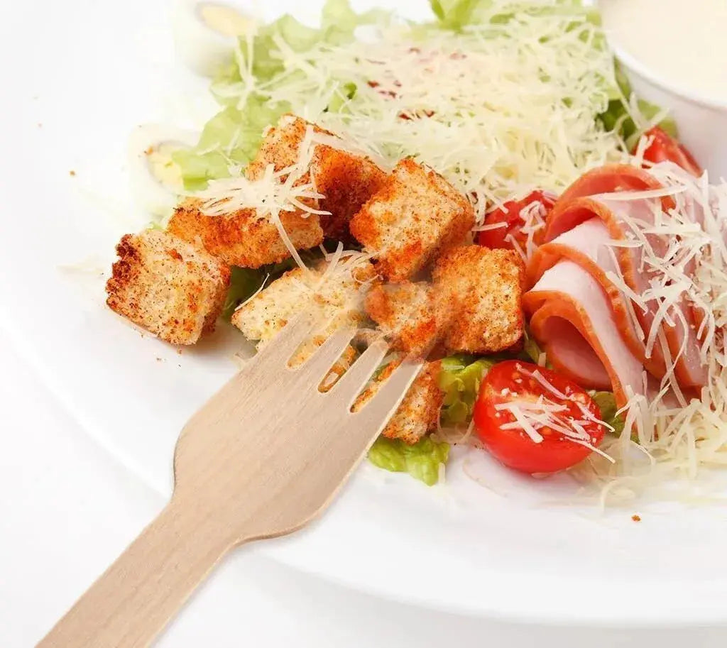 1800pcs Disposable Wooden Forks Eco Friendly Cutlery Extra Strong Bulk (16cm Long) - BBQ Backyard Supply Co