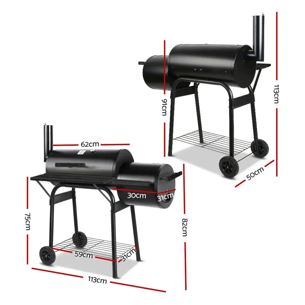 2 in 1 BBQ Smoker Charcoal Grill Roaster Portable Offset Outdoor Camping Barbecu - BBQ Backyard Supply Co