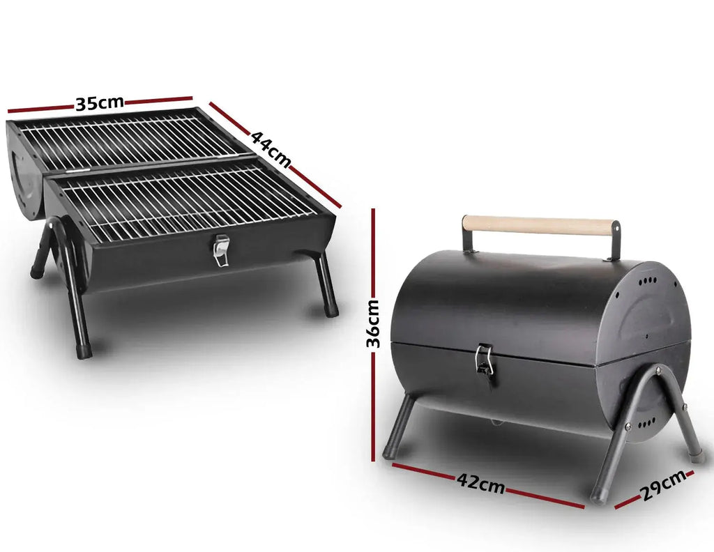 Stainless Steel BBQ Barrel Charcoal Smoker – Portable & Foldable - BBQ Backyard Supply Co
