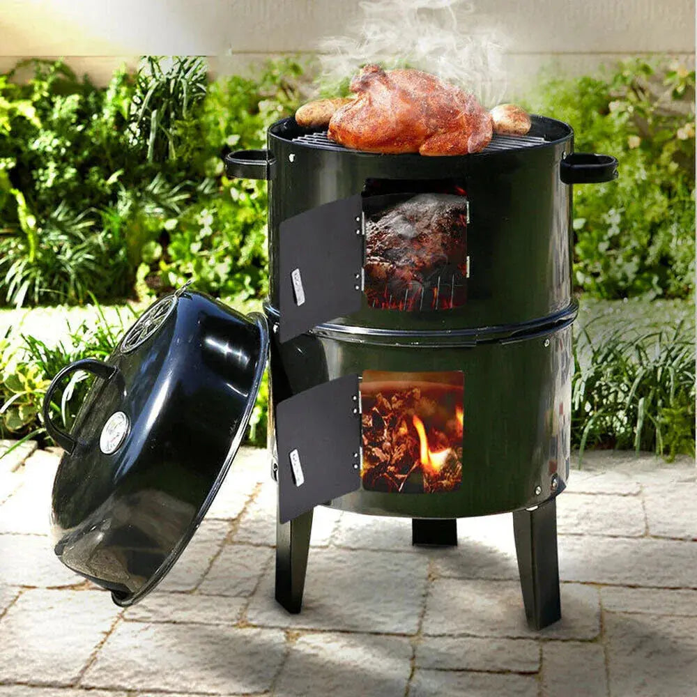 3‑in‑1 Portable Charcoal Vertical Smoker BBQ Roaster Grill - BBQ Backyard Supply Co