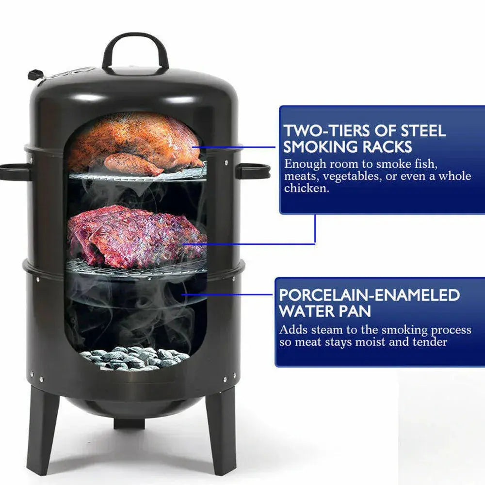 3‑in‑1 Portable Charcoal Vertical Smoker BBQ Roaster Grill - BBQ Backyard Supply Co
