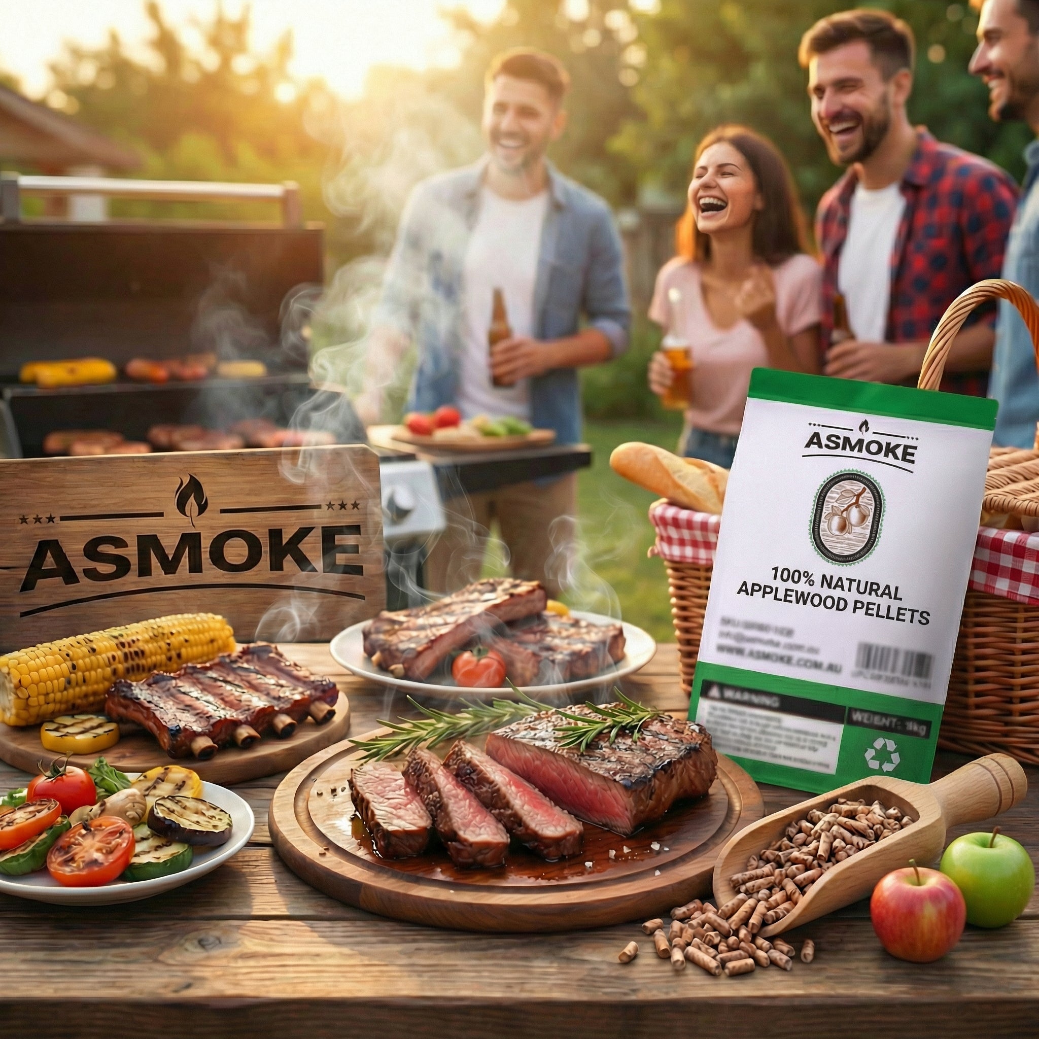 Asmoke 9.5kg 100% Pure Applewood Pellets – All-Natural Smoking Pellets