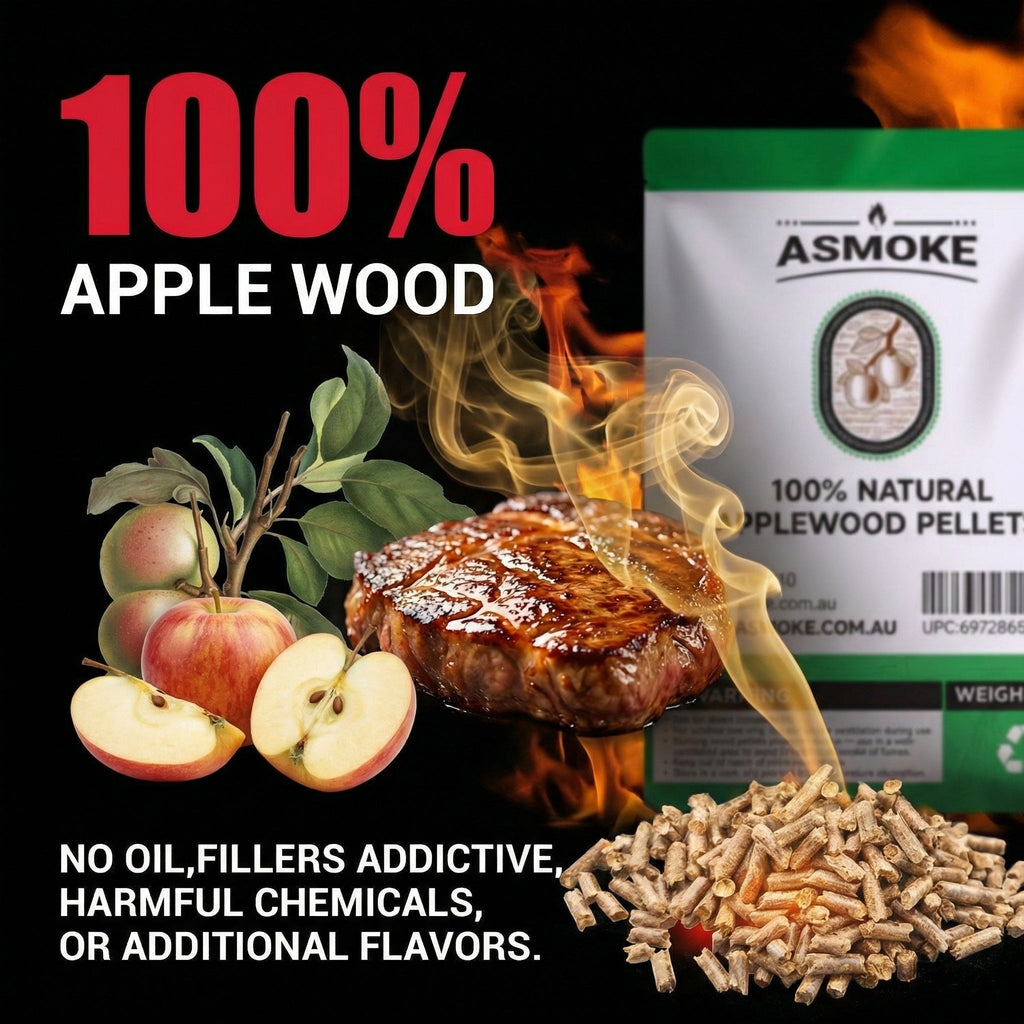 Asmoke 9.5kg x 2 (19kg) 100% Pure Applewood Pellets – All-Natural Smoking Pellets