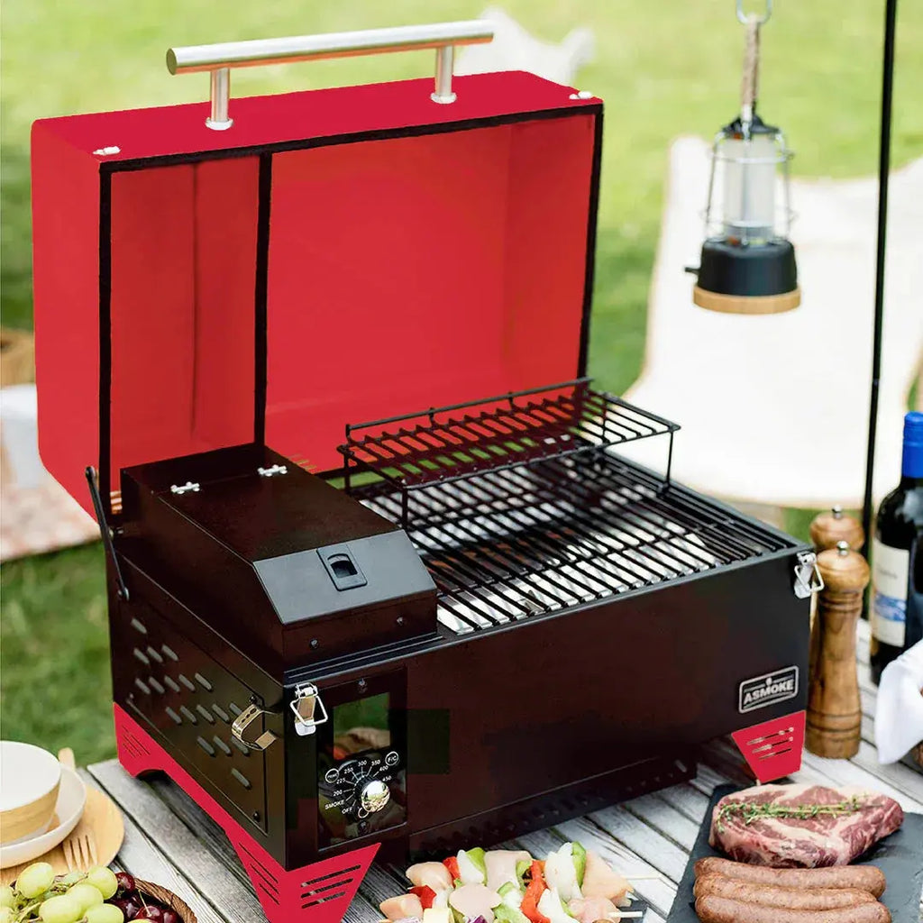 Asmoke AS350 Portable Wood Pellet Grill – Apple Red - BBQ Backyard Supply Co