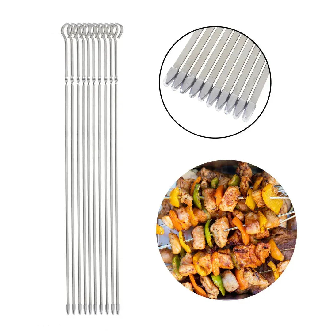 ASMOKE Metal Skewers for Grilling Kabob Sticks 43.1cm – 10 Pack - BBQ Backyard Supply Co