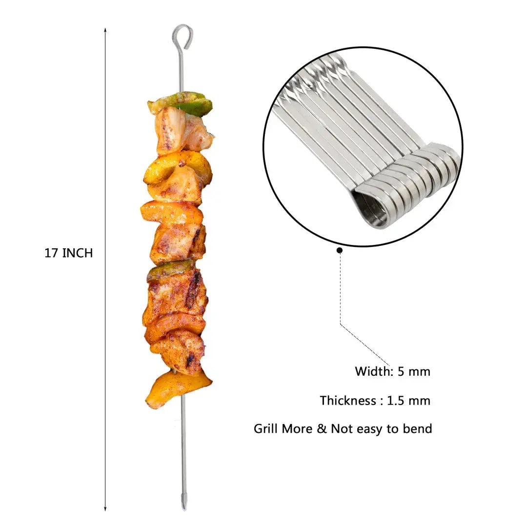 ASMOKE Metal Skewers for Grilling Kabob Sticks 43.1cm – 10 Pack - BBQ Backyard Supply Co