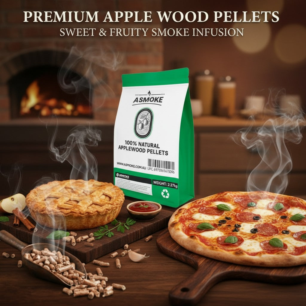 ASMOKE 19kg (40lbs) Premium Apple Wood BBQ Smoker Pellets Bulk Bundle (8 x 2.27kg Bags)