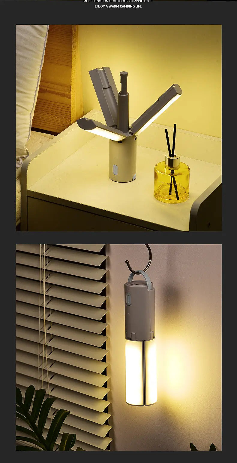 Foldable Camping Lantern - Multi‑Functional Outdoor LED Tent Light (2400mAh)