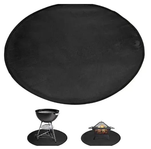 30-Inch Black Fireproof Mat for Fire Pit and BBQ - Silicone Coated - BBQ Backyard Supply Co