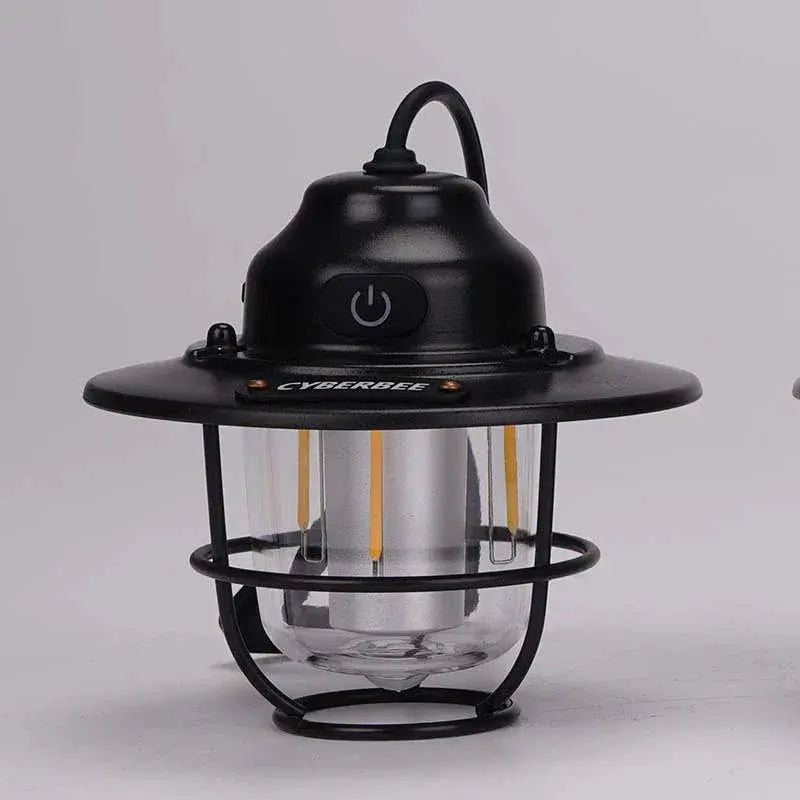 Retro LED Outdoor and Camping Lantern — USB Rechargeable, Hanging Design (Black) - BBQ Backyard Supply Co