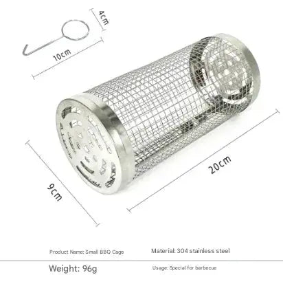 2 Pcs Size S Stainless Steel Rolling BBQ Grill Basket Cylindrical Grilling Cage (304 Food‑Grade) - BBQ Backyard Supply Co