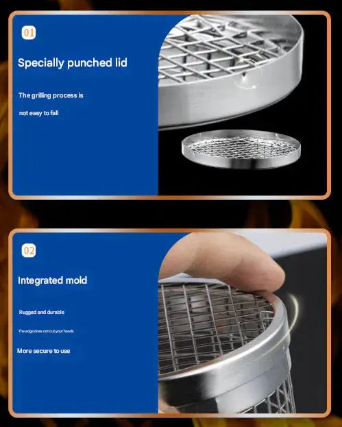 2 Pcs Size L Stainless Steel Rolling BBQ Grill Basket Cylindrical Grilling Cage (304 Food‑Grade) - BBQ Backyard Supply Co