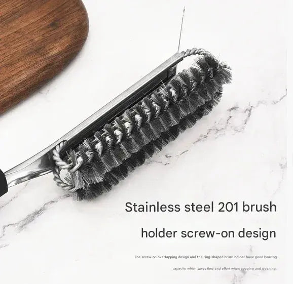 Plastics Handle Heavy Duty BBQ Grill Brush - Stainless Steel Wire Cleaner with Scraper for Effortless Grate Cleaning - BBQ Backyard Supply Co