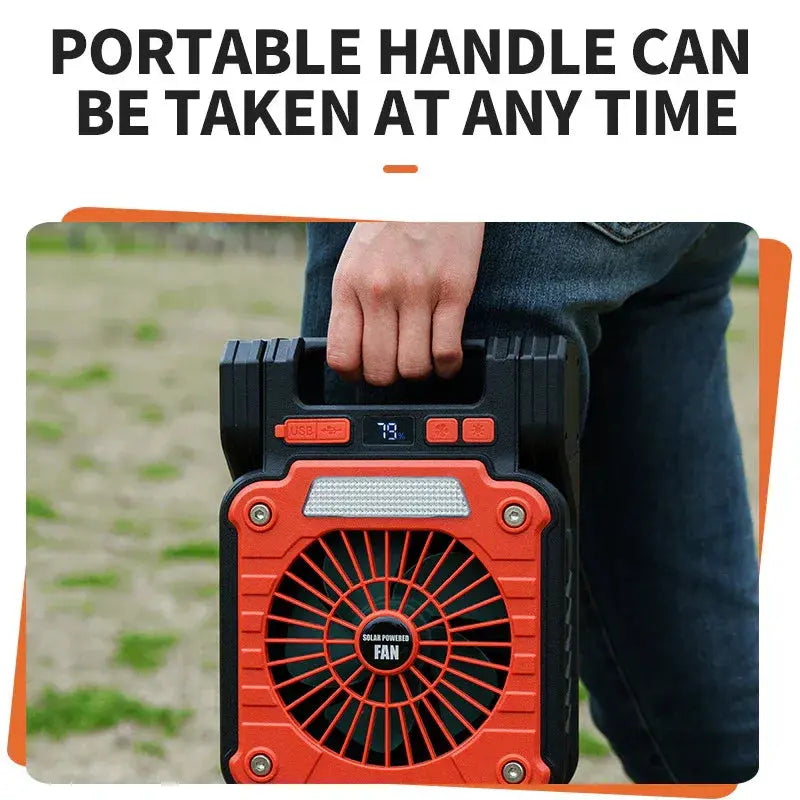 Solar & USB Rechargeable Camping Fan with LED Light – Portable Power Bank, 180° Collapsible (Green) - BBQ Backyard Supply Co