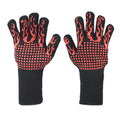 Red Flame Pattern Extreme Heat Resistant BBQ Gloves - 500°C Flame Design Oven Gloves with Non-Slip Silicone Grip BBQ Backyard Supply Co