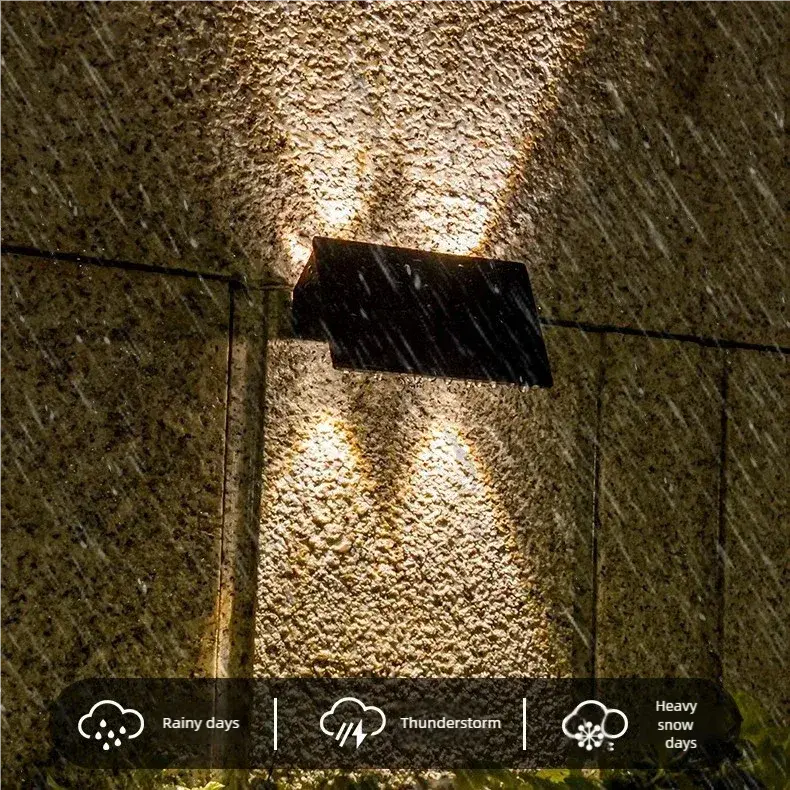 Solar Powered Up and Down Wall Light – Outdoor LED Wall Lantern, IPX4 Waterproof, Auto Sensor, White Light - BBQ Backyard Supply Co