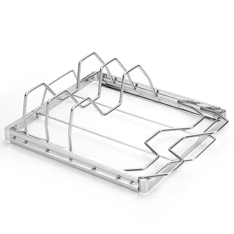 2-Pack Foldable Stainless Steel Rib Racks - BBQ Backyard Supply Co