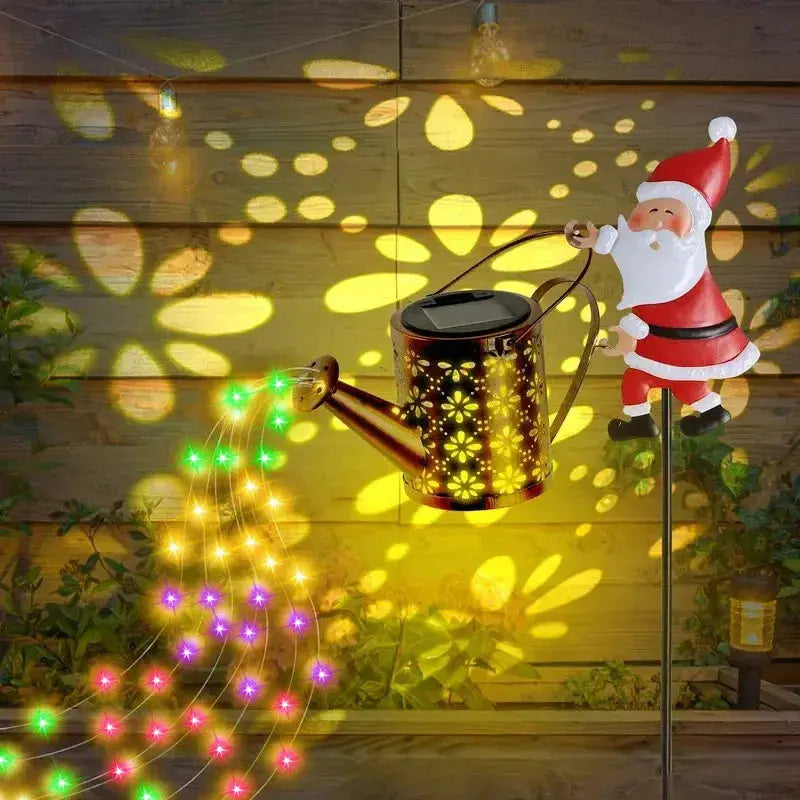 Solar Santa with LED Waterfall Effect - BBQ Backyard Supply Co