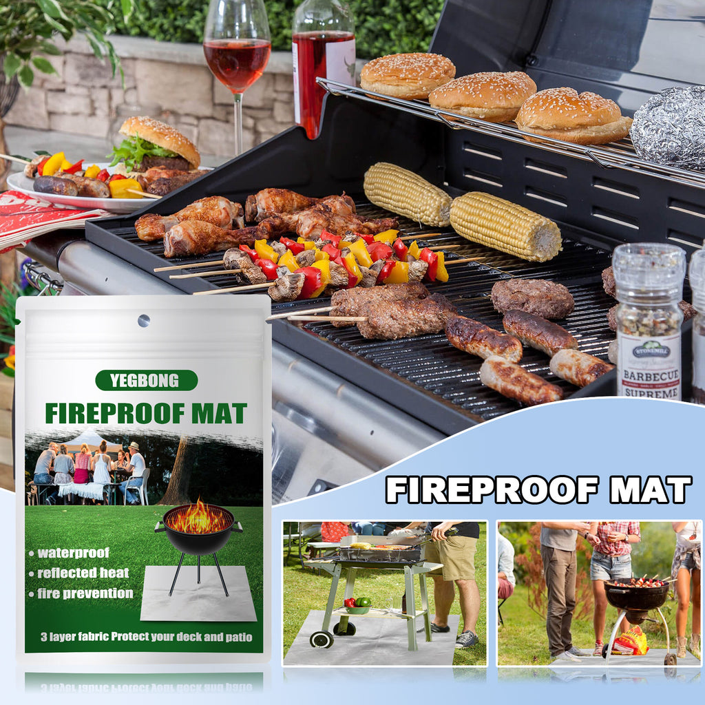 80x100 CM Outdoor Fire Pit Mat and Grill Pad - Up to 500°C Resistant Square Deck Protector for Barbecues, Fire Pits & Smokers