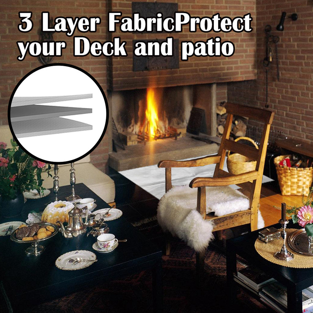 80x100 CM Outdoor Fire Pit Mat and Grill Pad - Up to 500°C Resistant Square Deck Protector for Barbecues, Fire Pits & Smokers