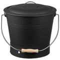Ash Bucket, 4 PCS with Lid, Shovel, Broom and Gloves, Metal Fireplace Charcoal Bucket and Ash Can, 9.8L Large Capacity for Fireplace, Fire Pits, Wood Burning Stoves, Indoor and Outdoor