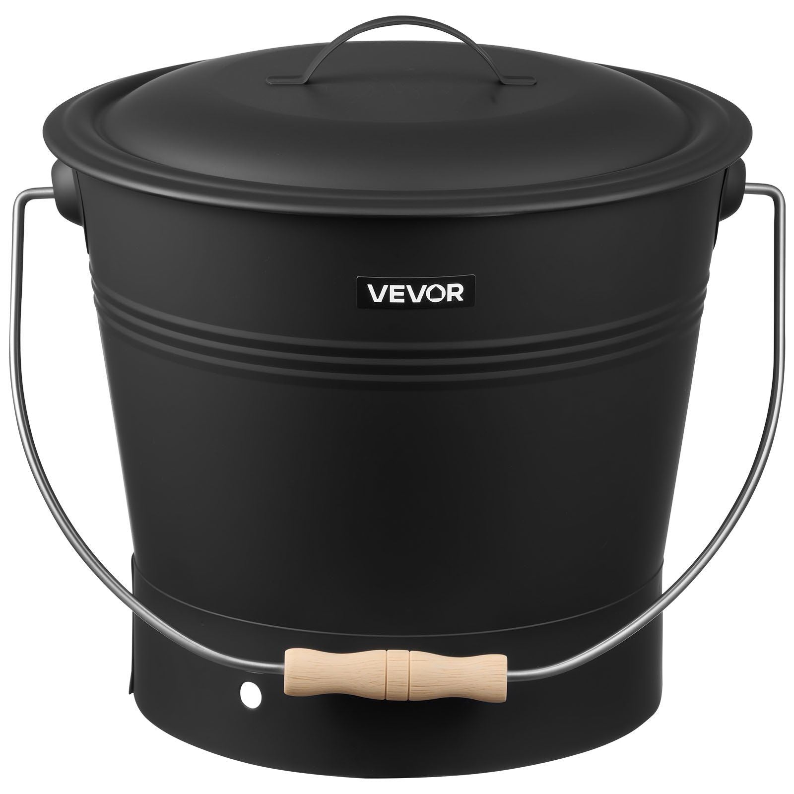 Ash Bucket, 4 PCS with Lid, Shovel, Broom and Gloves, Metal Fireplace Charcoal Bucket and Ash Can, 9.8L Large Capacity for Fireplace, Fire Pits, Wood Burning Stoves, Indoor and Outdoor