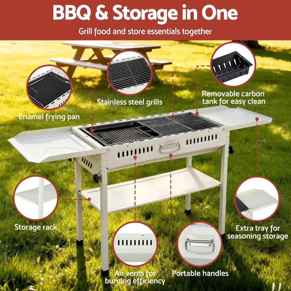 Grillz Portable BBQ Grill w/ Stainless Steel Racks & Pans - BBQ Backyard Supply Co
