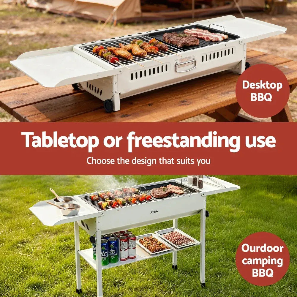 Grillz Portable BBQ Grill w/ Stainless Steel Racks & Pans - BBQ Backyard Supply Co